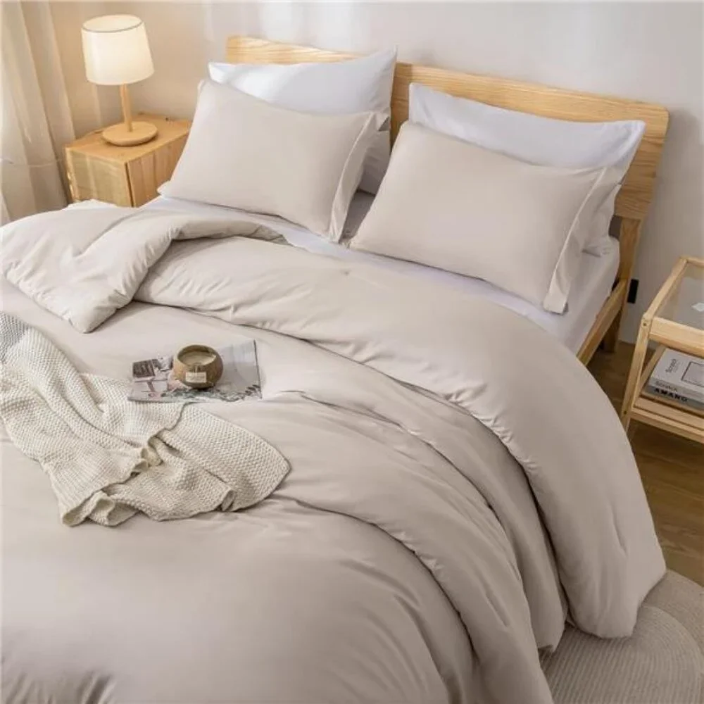 Queen Comforter Set 7 Pieces Oatmeal Comforters Queen Size Soft Fluffy Bedding